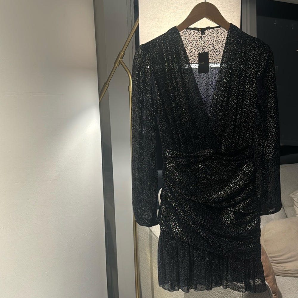 Maje Dress in navy blue (metallic pattern) 
Never worn and still has a tag